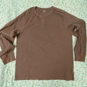 Old Navy XXL Men's Waffle Henley, Long Sleeves, Worn 1x, Brown